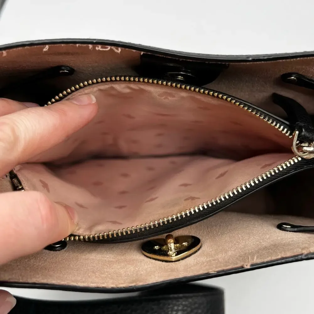 Kate Spade Black Marti Pebbled Leather Bucket Bag